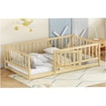 thumbnail image 5 of Montessori Twin Floor Bed with Safety Rail & Door, Low Profile Wood Frame, Natural Oak Finish, No Box Spring Needed, 5 of 10
