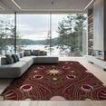thumbnail image 2 of ODIKA 8'x10' Washable Area Rug Non-Shedding, Easy Care, Pink Boho Maximalist Interlocking Rings Symmetrical Border Retro for King Size Bedroom Under Bed, Master Suite, 2 of 7