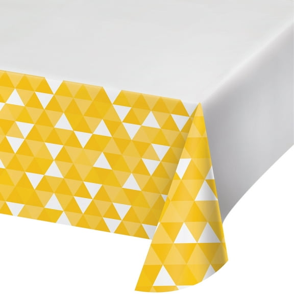 Celebrations Plastic Tablecloth, 16.25" x 7.5", Yellow Fractal