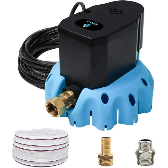 EDOU Automatic Swimming Pool Cover Pump 1200 GPH, 1/6-HP, 110V, with 16' Drainage Hose and 3 Adapters