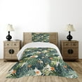 thumbnail image 4 of Ambesonne Hawaii Quilted Bedspread Set 2 Pcs, Colorful Polynesia Plant, Twin Size, Jade Green Fern Green, 4 of 5