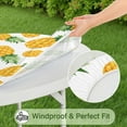 thumbnail image 5 of 44in Round Tablecloth with Elastic Edge, Waterproof Fitted Table Cover for 36-44" Tables, Pineapple Theme Polyester Reusable Table Cloths Wipe Clean for Picnic, Dining, Outdoor Use and Party Decor, 5 of 7