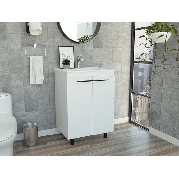 Modern Bathroom Vanity Selma 60" Freestanding Vanity Cabinet With Division,Wooden Bathroom Vanity
