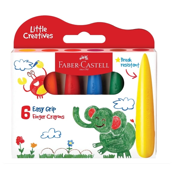 Faber-Castell Little Creatives - Easy Grip Finger Crayons Spring Craft Activities - 6 Classic Colors: Toddler Art Supplies for Kids 3-5 , Crayons for Toddler Coloring