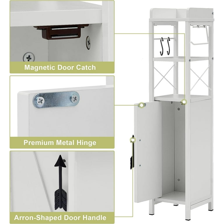 VECELO Bathroom Storage Cabinet with Toilet Paper Holder, 3-Tier