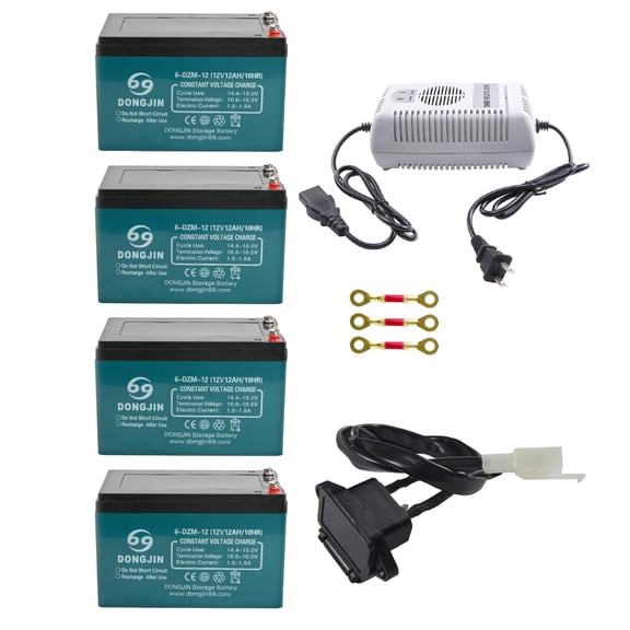 4-Pack 6-DZM-12 12V 12Ah Rechargeable Sealed Lead Acid Battery Kit for 48V Electric Go Kart, Mobility Scooter, ATV, Razor Dirt Quad, Golf Cart, Lawn Mower, UTV, Wheelchair, Motorcycle