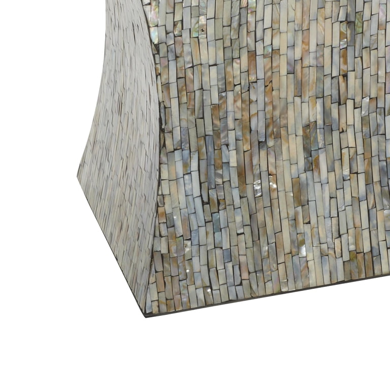 DecMode Mother of Pearl Shell Hourglass Accent Table, Gray photo 4