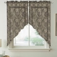 thumbnail image 2 of Grey Boho Swag Curtains for Kitchen/Bedroom/Living Room, Vintage Ethnic Tribe Abstract Art Floral Scalloped Curtains 63 Inch Long, Rod Pocket Window Swag Topper Curtains Valances 2 Panels Set 36"x63", 2 of 8