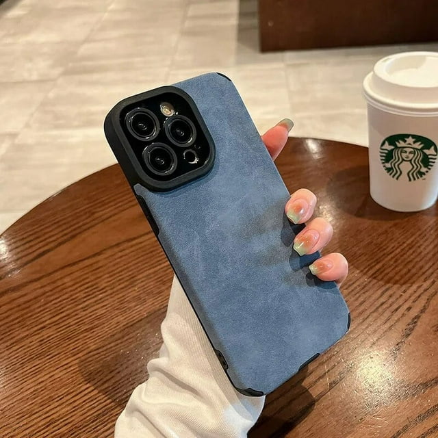 Fashion Matte Leather Silicone Case For iPhone 14 Plus 12 13 Mini 11 15 Pro Max 7 8 SE XR X XS Lens Protection Shockproof Cover Blue For iPhone 15 Pro