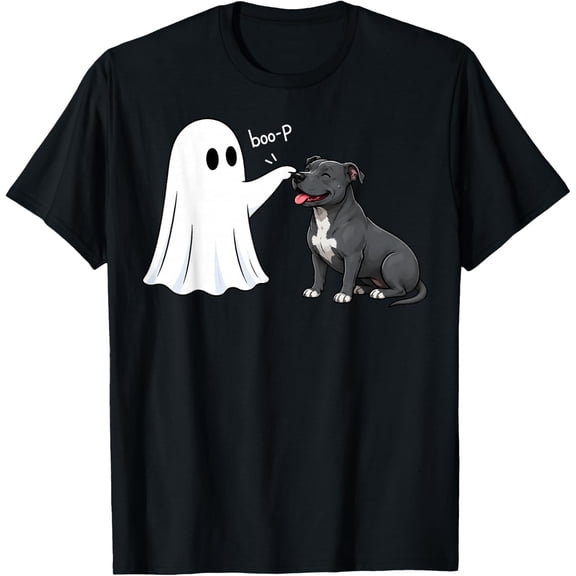Pit Bull Boo P Ghost Nose Boop Halloween Dog Lover T-Shirt