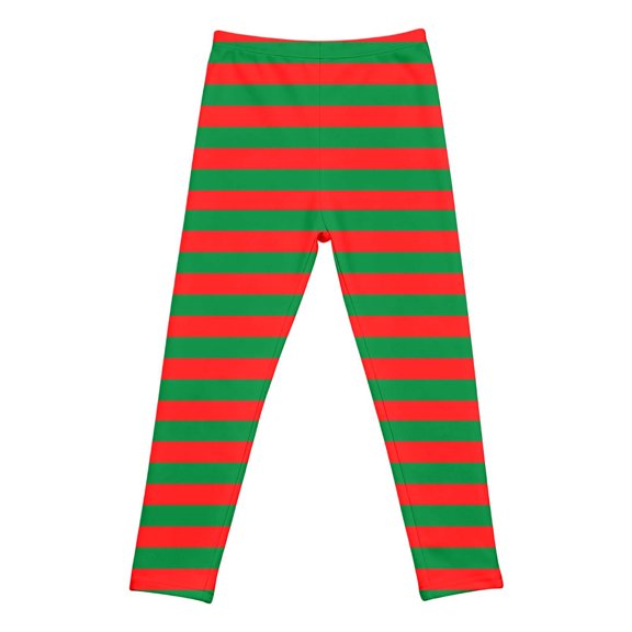 WhouRiu Big Girls Leggings Stretch High Waist Slim Leg Striped Pants for Comfortable Soft Yoga Trousers Red,Size 11-12 Y