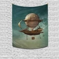 thumbnail image 2 of Funny 3D Steampunk Hot Air Balloon Cotton Linen Tapestry Wall Art Home Decor, Tapestries Wall Hanging Art Sets, 60W X 80L Inch, 2 of 3