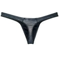 thumbnail image 2 of Botmois Men Gloss Bikini Thong Underwear Elastic Bulge Pouch Underpants Classics Wet Look T-back Dazzle Black M, 2 of 3