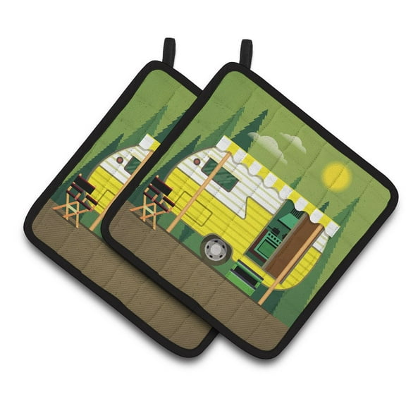 Caroline's Treasures Greatest Adventure Retro Camper Pair of Pot Holders