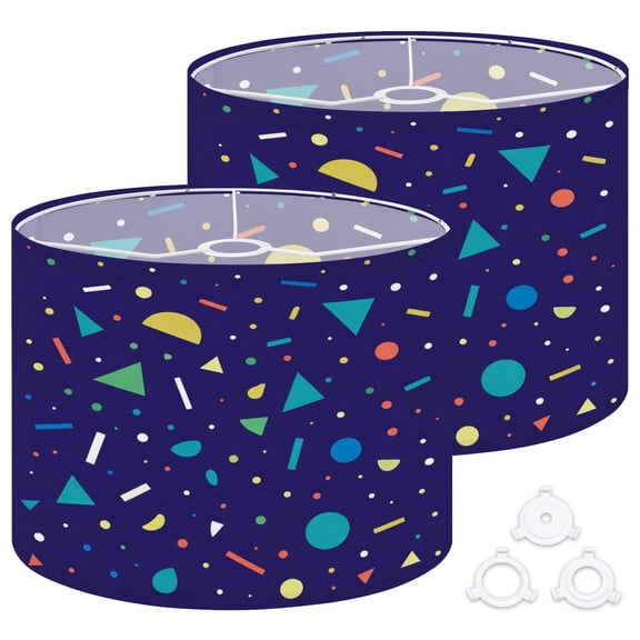 Lamp Shades Set of 2 Easy Assembly colorful confetti geometric lines abstract colorful Drum Lampshades for Table Lamps Floor Lamps Pendant Light 13"x13"x10" Replacement Lamp Shade