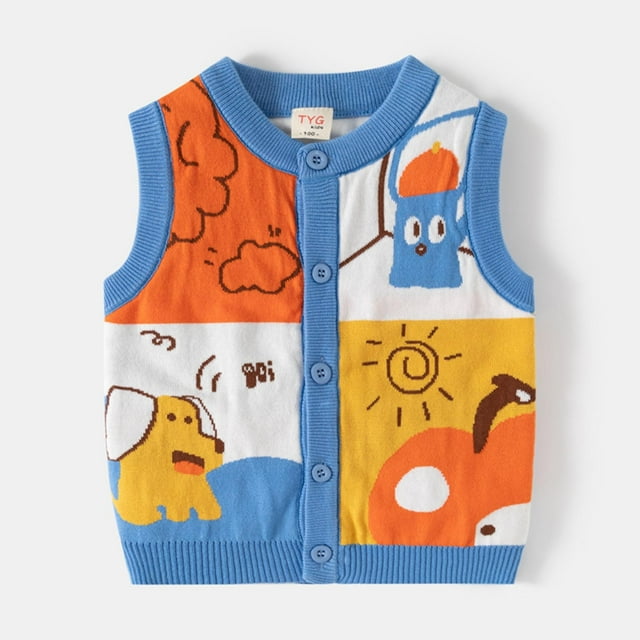 Cowsor Boy's Sweater Vest,Y2K Sleeveless Pattern Preppy Style Knitted Crop Tank Top for Boy