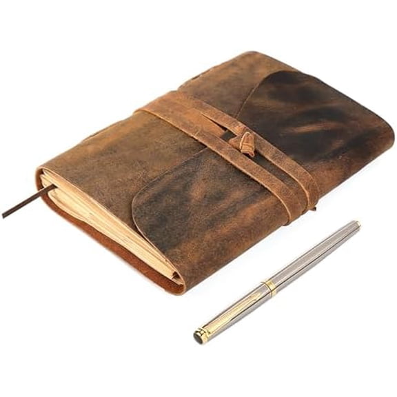 Leather Journal Notebook Leather Bound Journal for Men Lined Writing Journals for Women, Small Travel Journal Diary Pen Gift Set (5x7)