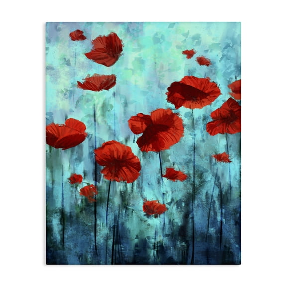 Stupell Industries Contemporary Red Poppies over Blue Canvas Art, 16 x 20, by Ziwei Li