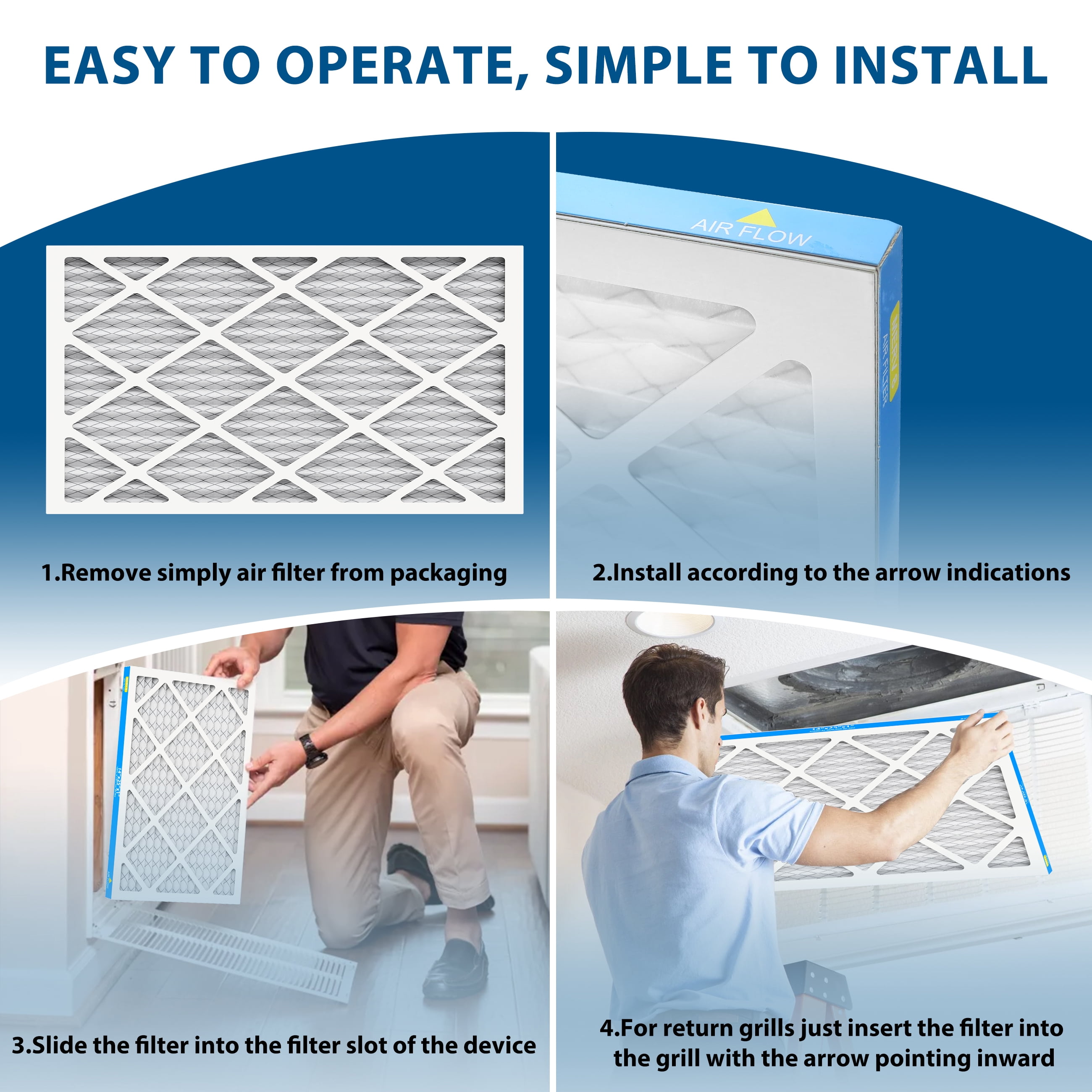 AMI PARTS 14x25x1 MERV 8 Pleated Filter,HVAC Furnace Air Filter Removes Pollen and Dust