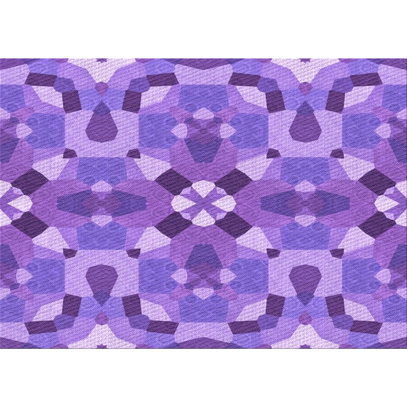 Ahgly Company Indoor Rectangle Patterned Purple Plum Purple Area Rugs, 7' x 9'