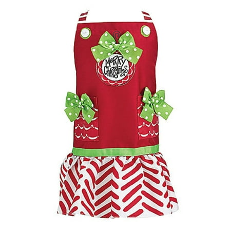 CHRISTMAS HOLIDAY CHILDS APRON RED, GREEN, WHITE MERRY CHRISTMAS