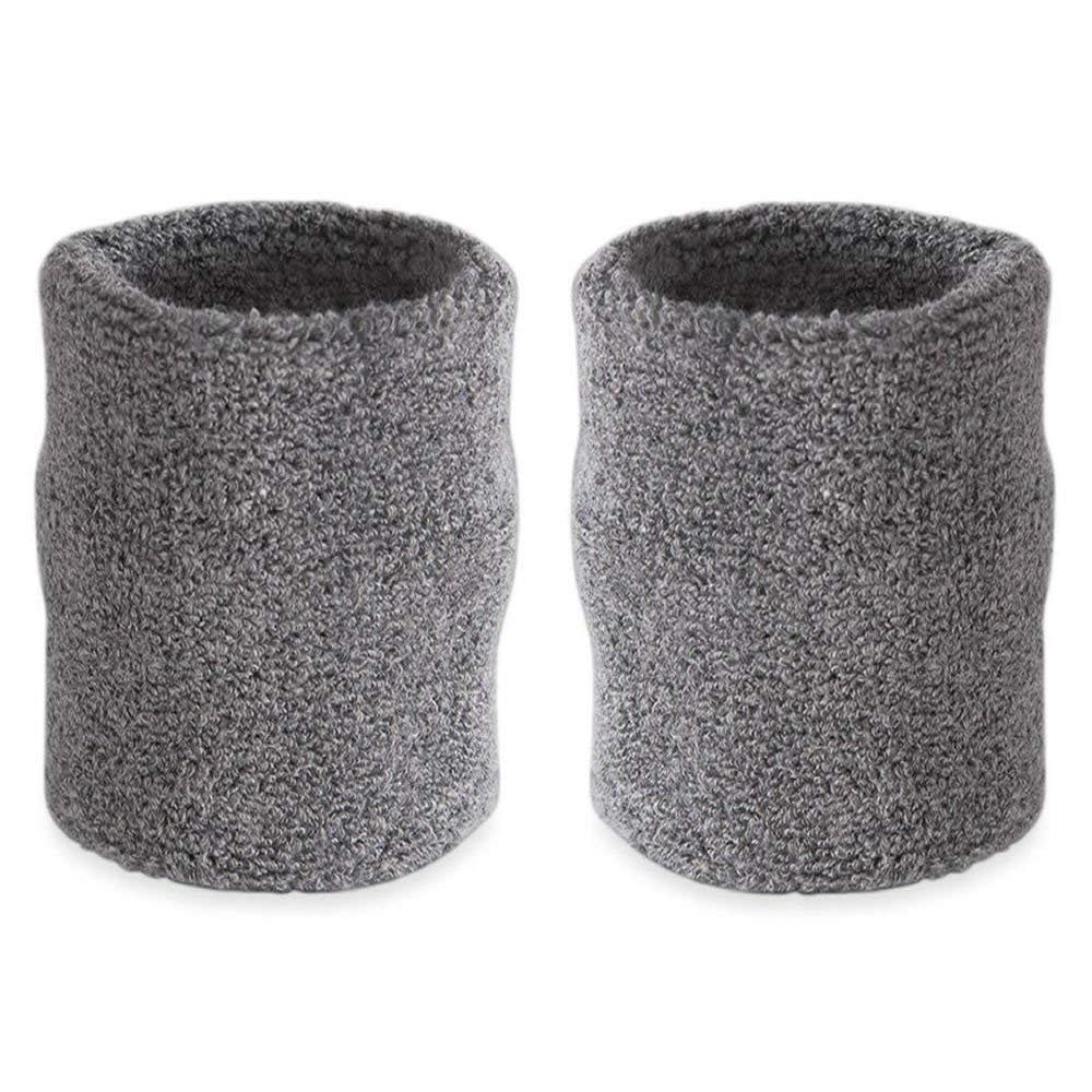 Suddora 4” Solid Color Sport Arm Sweatbands Pair, Gray
