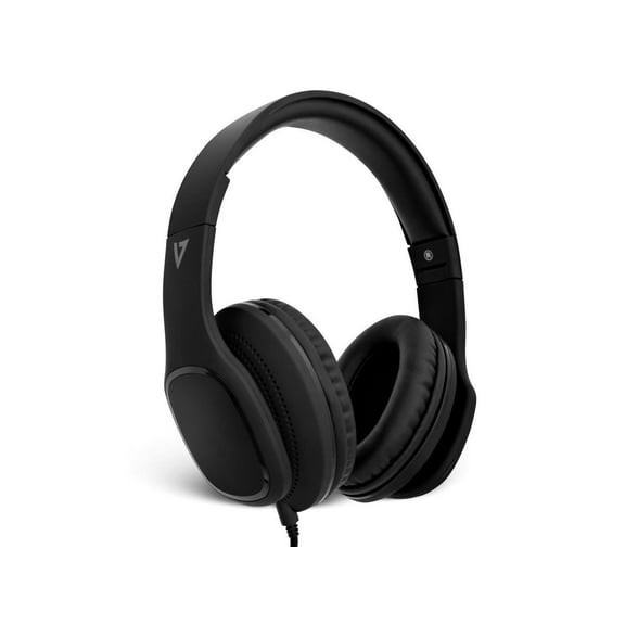 V7 Premium 3.5mm Over-Ear Stereo Headphones with Microphone - Black
