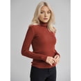 thumbnail image 4 of Ribbed Sweaters for Women Cute High Neck Knitted Warm Fitted Sweater CaramelColor One size, 4 of 7
