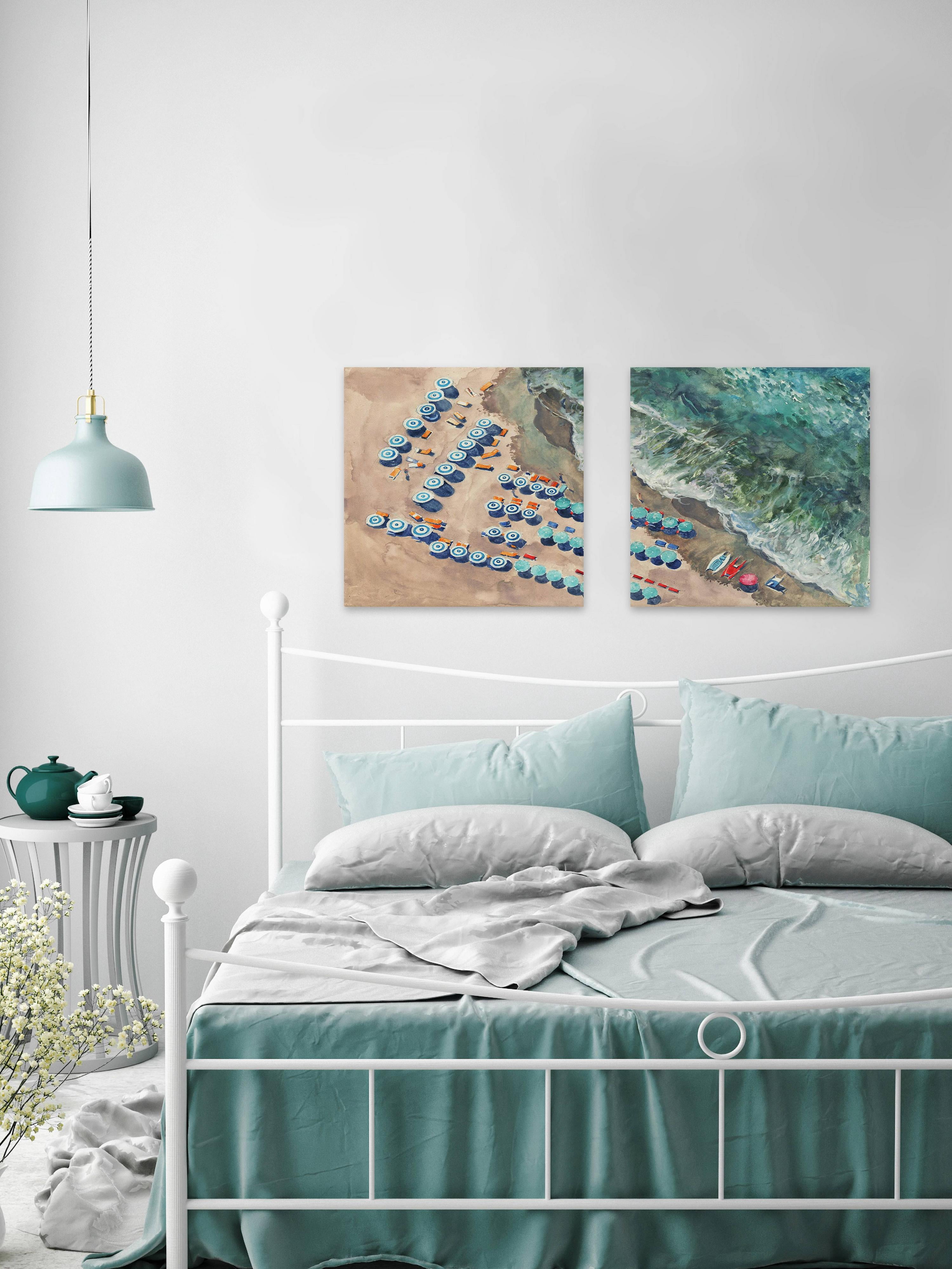 Marmont Hill Blue Beach Umbrellas II Diptych
