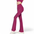 thumbnail image 6 of Women's High-Waist Flared Leggings with Stretch Fabric and Contoured Fit - Large, Fuchsia, 6 of 6
