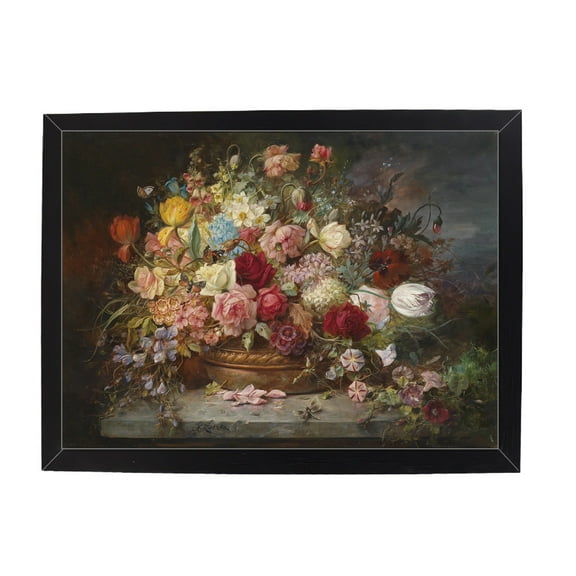 Flower still life oil painting laser sticker printing art poster framed decor Rustic Victorian Print,Antique Oil Painting for Living Room Bedroom Office 1Pack 331,Multicolor,10X13 inches