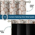 thumbnail image 3 of Vargottam Room Darkening Curtains - Rose Swirl Pattern, Set of 2 Panels, 42" x 108" - Grommet-Top Blackout Window/Door Drapes for Bedroom, Nursery & Living Room - Brown, 3 of 9