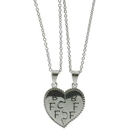 Hallmark Stainless Stl Bff Heart Pend W/ 2 Chains