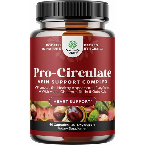 Natures Craft Vein Support Supplement for Varicose Veins & Improved Blood Circulation, 60 Caps