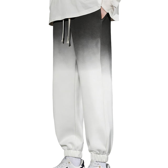 StSilkitty Men's Sweatpants Gradient Color Elastic Waist Drawstring Joggers Pant with Pockets Lightweight Tapered Trousers