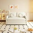 thumbnail image 5 of 52.4'' Pull Out Couch Full-Size, Futon Sofa Bed, Convertible Sleeper Sofa Bed with USB Port, Storage Pockets, 2 Pillows, Modern Chenille Loveseat Couches for Living Room, Small Space, Beige, 5 of 7