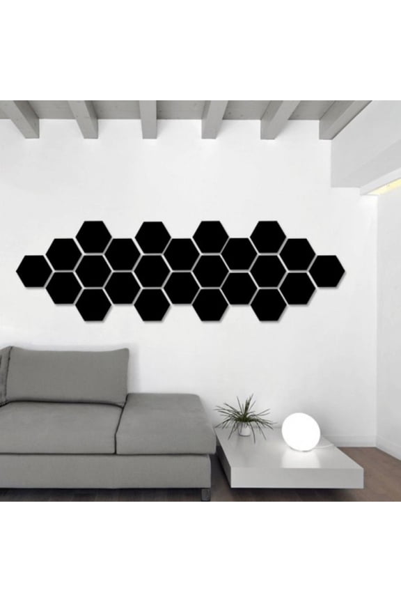 12PCS Acrylic Mirror Wall Stickers Self Adhesive Removable Hexagonal Decorative Mirror Sheet For Home Living Room Bedroom Decor