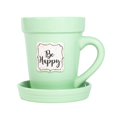 thumbnail image 4 of Green Flower Pot Mug w/Scripture - "Be Happy", 4 of 6