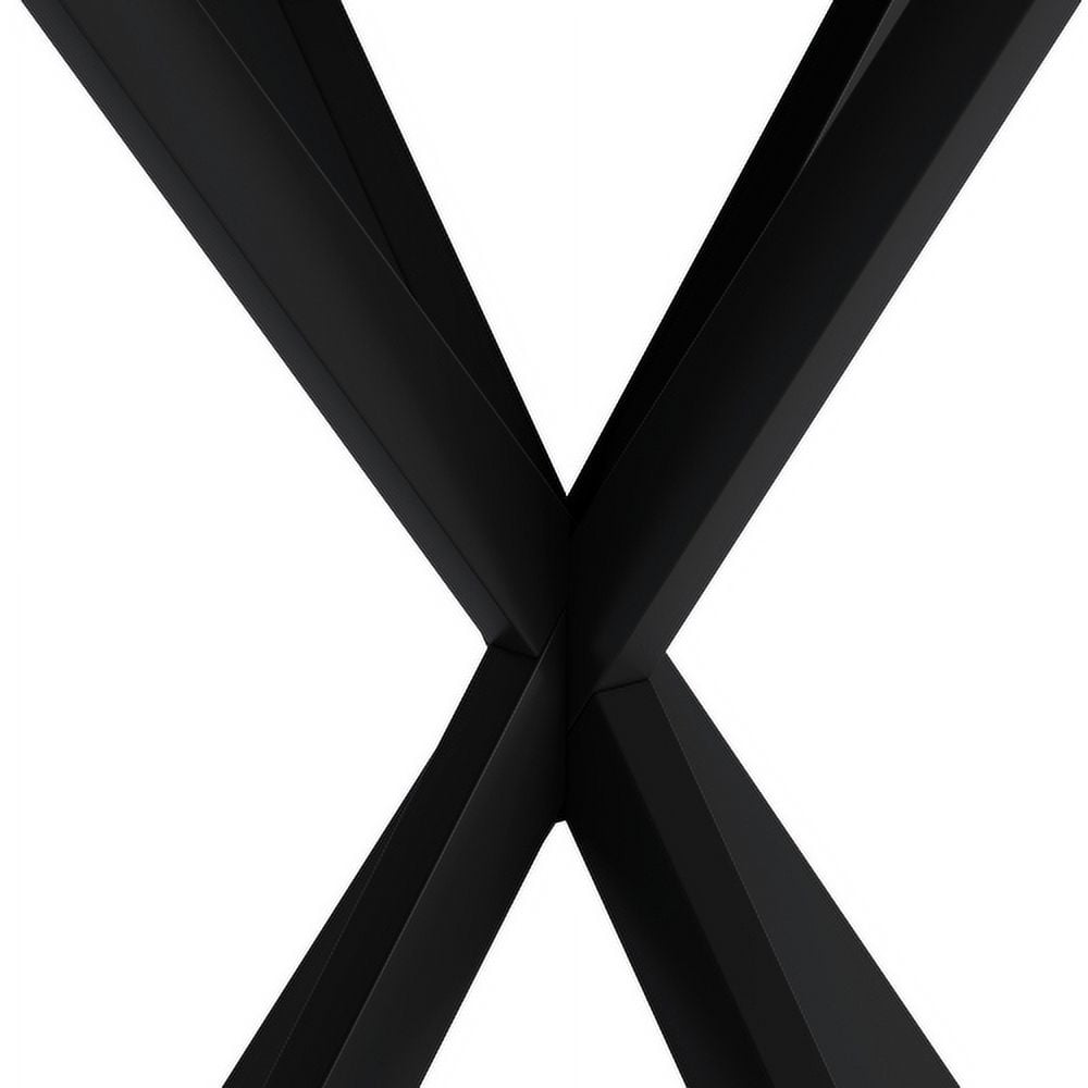 BSHTI 31.5" Modern Round Dining Table with Crossed Legs, Black Occasional Table, Two Piece Detachable Table Top, Matte Finish Iron Legs