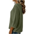 thumbnail image 7 of RQYYD Womens 3/4 Sleeve Crew Neck Linen Blend Dressy Shirts Loose Casual Blouses Tunic Vacation Clothes, 7 of 7