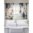 thumbnail image 5 of Vintage Blue Floral Sheer Curtains 54 Inch Length 2 Panels Set Window Treatments, Butterflies Watercolor Flower Tan Rod Pocket Semi Curtains for Living Room/Bedroom/Kitchen Décor, 104"W x 54"L, 5 of 7