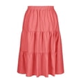 thumbnail image 6 of Women's Plaid Gingham Midi Skirts A-Line Elastic High Waisted Tiered Flowy Skirts Soft Ruffled Vacation Skirt, 6 of 8