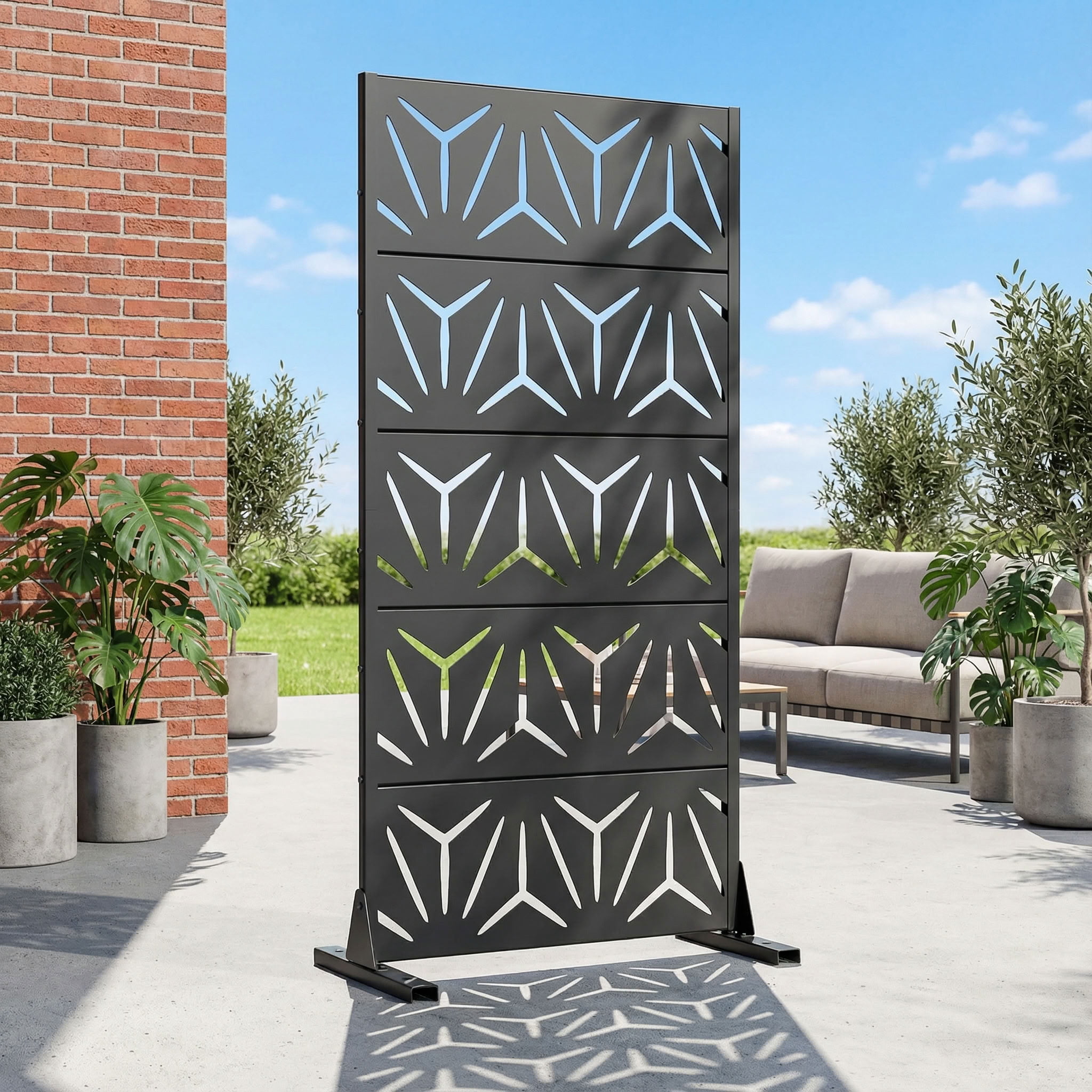 MAYEERTY 5 Panels Metal Outdoor Garden Privacy Screen Panel Patio Backyard Decorative Privacy Fence Divider, 59×29.5×15.7in