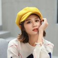 thumbnail image 4 of Winter Felt Beret for Women, Women Newsboy Hats, Retro Solid Color Fashion All-Match Newsboy Cap, Spring Yellow, 4 of 8