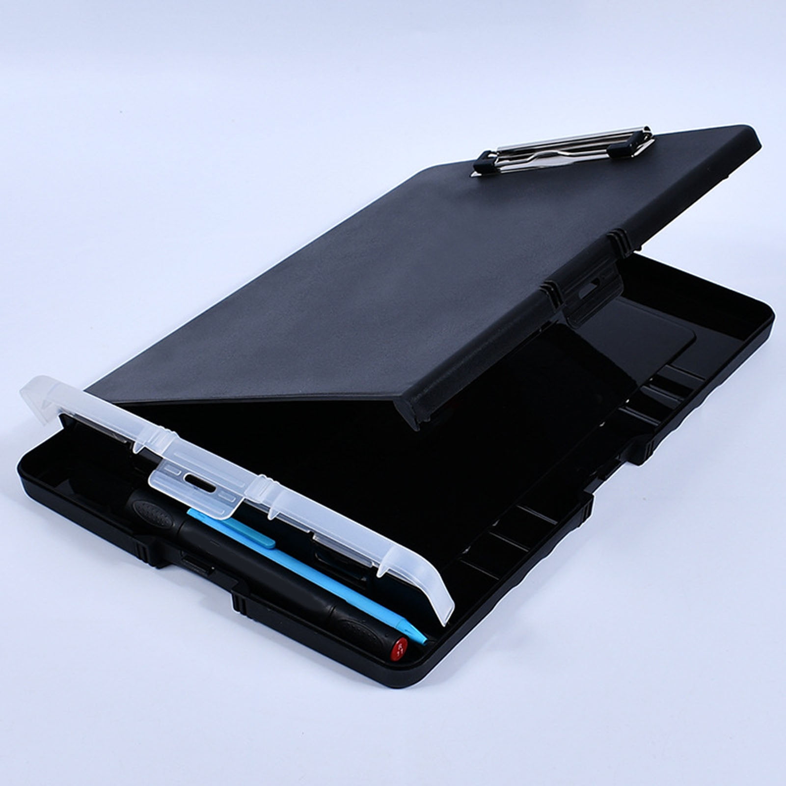 Callipe File Folder Organizer with Strong Lock Non-Slip Clips Hanging Holes 3-in-1 Clipboard Pencil Case File Storage Box