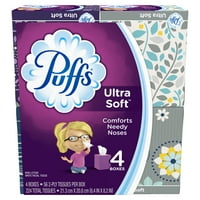 Puffs Ultra Soft Facial Tissues, 4 Cubes, 56 Tissues per Cube