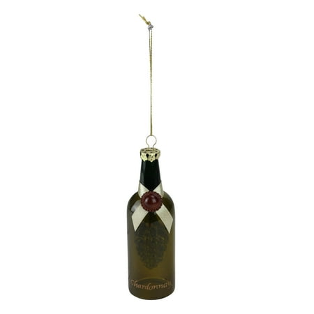 Midwest 6" Chardonnay Wine Glass Bottle with Grapes Christmas Ornament - White