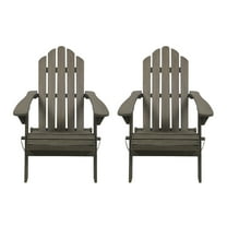 Cytheria Acacia Wood Outdoor Foldable Adirondack Chairs, Set of 2, Gray