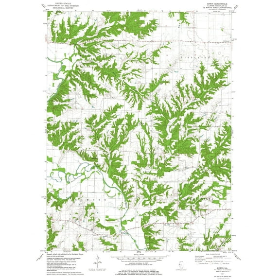 Topographical Map - Erwin Illinois Quad - USGS 1981 - 23 x 29.91 - Vintage Wall Art