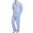 thumbnail image 3 of GLOBAL Conjuntos de Pijamas de Algodón para Hombre, Ropa de Dormir de Manga Larga con Botones, Ropa de Dormir Cómoda, Conjunto de Pijama Suave Azul Cielo S, 3 of 6